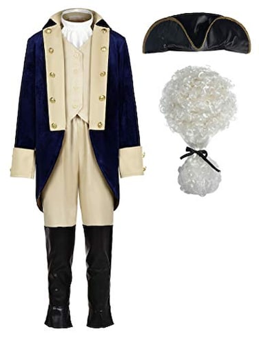 ReliBeauty Washington Costume Boys Hamliton American Colonial Uniform with Wig 160