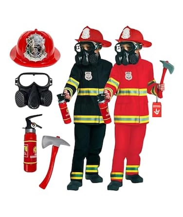 Morph Red Firefighter Costume Kids Fireman Costume For Boys Fire Fighter Dress Up Small