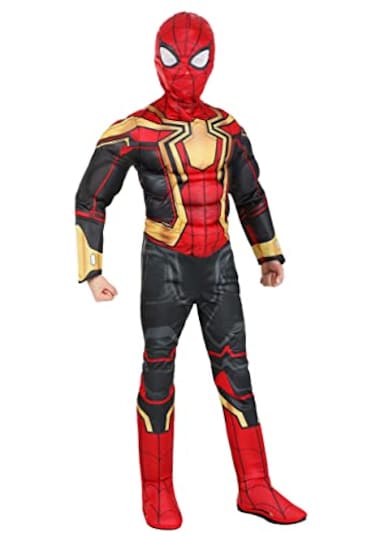 Jazwares Costume MARVEL Boys Deluxe Iron Spider Man Costume Kids Spiderman Integrated Suit for Children