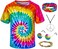 TOGROP Kids Hippie Costume for Boys Girls 60s 70s TShirt 5Pcs Set for Halloween Party 56T Multicolor