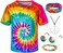TOGROP Kids Hippie Costume for Boys Girls 60s 70s TShirt 5Pcs Set for Halloween Party 56T Multicolor