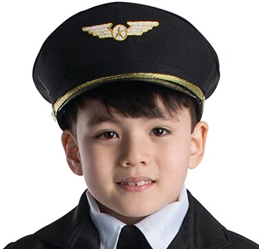 Dress Up America Pilot Hat Black Airline Captain Cap Pilot Costume Accessory for Kids and Adults Child