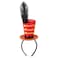 Dress Up America Ringmaster Hat for Girls Mini Red Top Hat Headband with Feather Gold Accents Circus Costume Accessory