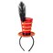 Dress Up America Ringmaster Hat for Girls Mini Red Top Hat Headband with Feather Gold Accents Circus Costume Accessory
