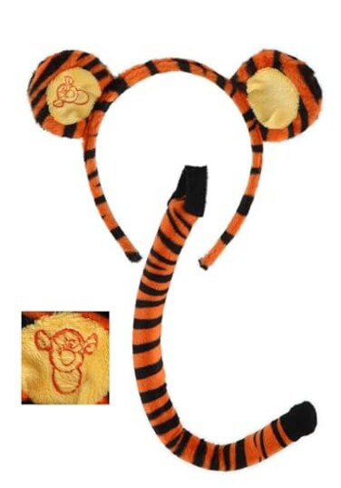 elope Disney Winnie The Pooh Tigger Ears Headband and Tail Costume Kit for Adults and Kids Standard Orange