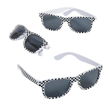 Fun Express 4 14 Kids Checkered Flag Race Car Plastic Sunglasses 12 Pc Great For Racing Themed Birthdays and Special Events