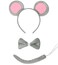 HEYFIZZ 3 Pcs Mouse Ears Headband Costume Accessories SetGrey Pink Rat Ears HeadbandBow TieTail for Kids
