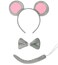 HEYFIZZ 3 Pcs Mouse Ears Headband Costume Accessories SetGrey Pink Rat Ears HeadbandBow TieTail for Kids