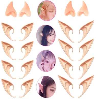 Kbraveo 10 Pair Fairy Pixie Elf Ears Latex Fairy Pixie Elf Cosplay Ears for Cosplay Halloween Christmas Any Themed Party
