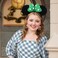 ODOCARE St Patricks Day Accessories Handmade Mouse Ears Headband Outfit for Women and Ladies Polka Dot Bow Hat Irish CostumeGreenWhite Dots