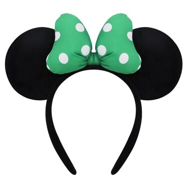 ODOCARE St Patricks Day Accessories Handmade Mouse Ears Headband Outfit for Women and Ladies Polka Dot Bow Hat Irish CostumeGreenWhite Dots