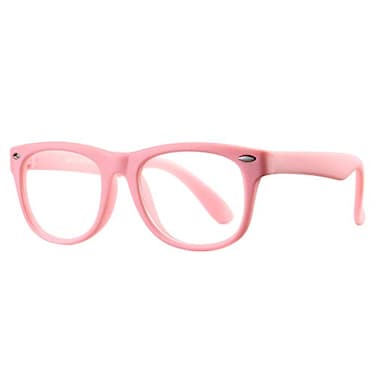 Pro Acme TPEE Rubber Flexible Kids Nerd Glasses Clear Lens Geek Fake for Costume Age 310 All Pink