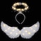 Yamgqus Angel Wings Light Up LED Wings Halo White Medium Size Unisex Adults Kids Halloween Christmas