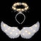 Yamgqus Angel Wings Light Up LED Wings Halo White Medium Size Unisex Adults Kids Halloween Christmas
