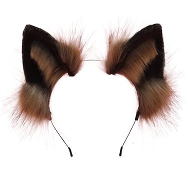 VIGVAN Handmade Wolf Fox Ears Animal Cosplay Cute Head Accessories for Halloween Wolf Brown Black