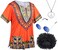 TOGROP 4 PCS Hippie Costume for Mens 60s 70s TShirt Afro Wig Accessories Set for Party Cosplay L Orange