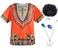 TOGROP 4 PCS Hippie Costume for Mens 60s 70s TShirt Afro Wig Accessories Set for Party Cosplay L Orange
