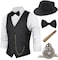 BABEYOND 1920s Mens Gatsby Gangster Vest Costume Accessories Set Fedora Hat