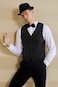 BABEYOND 1920s Mens Gatsby Gangster Vest Costume Accessories Set Fedora Hat