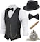BABEYOND 1920s Mens Gatsby Gangster Vest Costume Accessories Set Fedora Hat