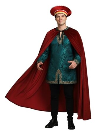 CozofLuv Halloween Costume King Prince Hat King Cape Red Hat Red Cape