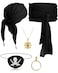 Didaey 5 Pcs Captain Pirate Costume Accessories Set Pirate Eye Patch Large Sash Headband Necklace Earring for Women MenBlack