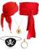 Didaey 5 Pcs Captain Pirate Costume Accessories Set Pirate Eye Patch Large Sash Headband Necklace Earring for Women MenRed