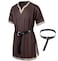 TOGROP Mens Medieval Costume Viking Pirate Tunic Knight Warrior Renaissance Shirts with Belt Brown M