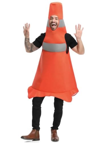 Seasons Construction Cone Costume for Man Funny Traffic Cone Halloween Costume for Adult L