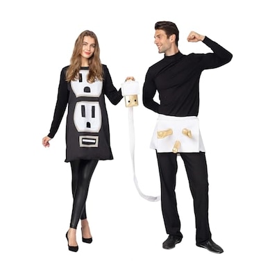 Spooktacular Creations Plug and Socket Halloween Costume Adult Plug and Outlet Couples USB Costume for Halloween Cosplay Party Medium