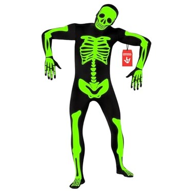 Morphsuits mens Glow Skeleton Morphsuit Fancy Dress adult sized costumes Glow Skeleton Large US MPSGL