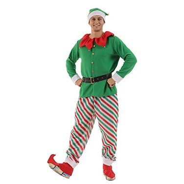 EraSpooky Elf Buddy Costume Men Outfits Halloween Christmas Full Set Green Suit for Adults XLarge