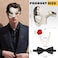 FunMular Masquerade Mask for Men Phantom of The Opera Mask Half Face with Bowtie Brooch for Halloween Mardi Gras Party