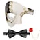 FunMular Masquerade Mask for Men Phantom of The Opera Mask Half Face with Bowtie Brooch for Halloween Mardi Gras Party