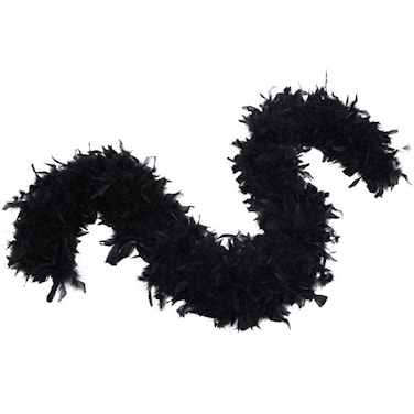 Flydreamfeathers 60 Gram 2 yards Long Chandelle Feather Boa Great for Party Wedding Halloween Costume Christmas Tree DecorationBlack