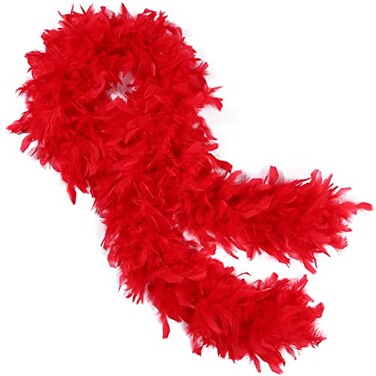 THARAHT Red Chandelle Turkey Feather Boa 2 Yards 60g for DIY Craft Home Dancing Wedding Party Halloween Costume Decoration Feather Boa