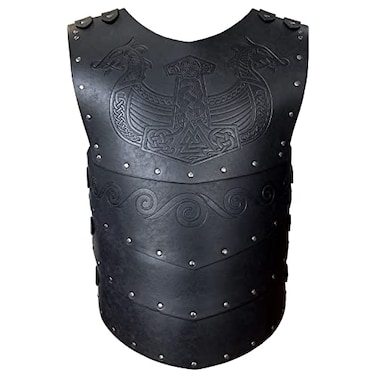 HiiFeuer Viking Faux Leather Embossed Langskip Chest Armor Retro Medieval Knight Leather Armor for LARPCosplay Black B