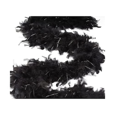 Cynthia's Feathers Cynthias Feathers 80g Chandelle Feather Boa BlackSilver Tinsels