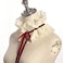 CUNLLY Vintage Chiffon Beige Ruffled Detachable Collar Red Ribbon Lace Up Costume Neck Collar Unisex