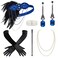 BABEYOND 1920s Flapper Accessories Gatsby Costume Accessories Set 20s Flapper Feather Headband Pearl Necklace Gloves Blue
