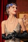 BABEYOND 1920s Flapper Accessories Gatsby Costume Accessories Set 20s Flapper Feather Headband Pearl Necklace Gloves Blue