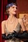 BABEYOND 1920s Flapper Accessories Gatsby Costume Accessories Set 20s Flapper Feather Headband Pearl Necklace Gloves Blue