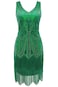 BABEYOND Womens Flapper Dresses Set 1920s V Neck Beaded Fringed Great Gatsby Dress with Accessories Set