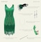 BABEYOND Womens Flapper Dresses Set 1920s V Neck Beaded Fringed Great Gatsby Dress with Accessories Set