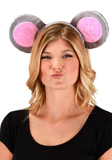 elope Gray Mouse Ears Headband and Tail Kit VelourCovered Ears and Foam Tail with Hook and Loop Fastener