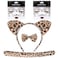 Janinka Cheetah Costume Set Cheetah Ears Headband Leopard Cat Tail Bow Tie Face Stickers for Halloween CosplayLeopard Style