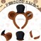 Kavoc 3Pcs Bear Costume Set Include Bear Headband Black Bow Tie and Microphone Prop for Halloween Fancy Dress Up