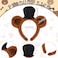 Kavoc 3Pcs Bear Costume Set Include Bear Headband Black Bow Tie and Microphone Prop for Halloween Fancy Dress Up