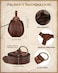 LEIFIDE 2 Pcs Renaissance Belt Pouch Medieval Viking Pirate Leather Pouch Bag Embossed Costume AccessoriesBrownVintage