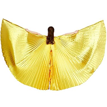 Nimiman Belly Dance Isis Wings Belly Dance Costume Wings with Sticks for Halloween Carnival PerformanceBack Open